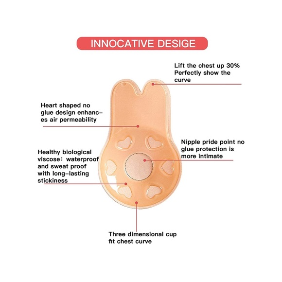 2 Pairs Sticky Bra Adhesive Invisible Bra, Strapless Backless Reusable - Picture 4 of 10